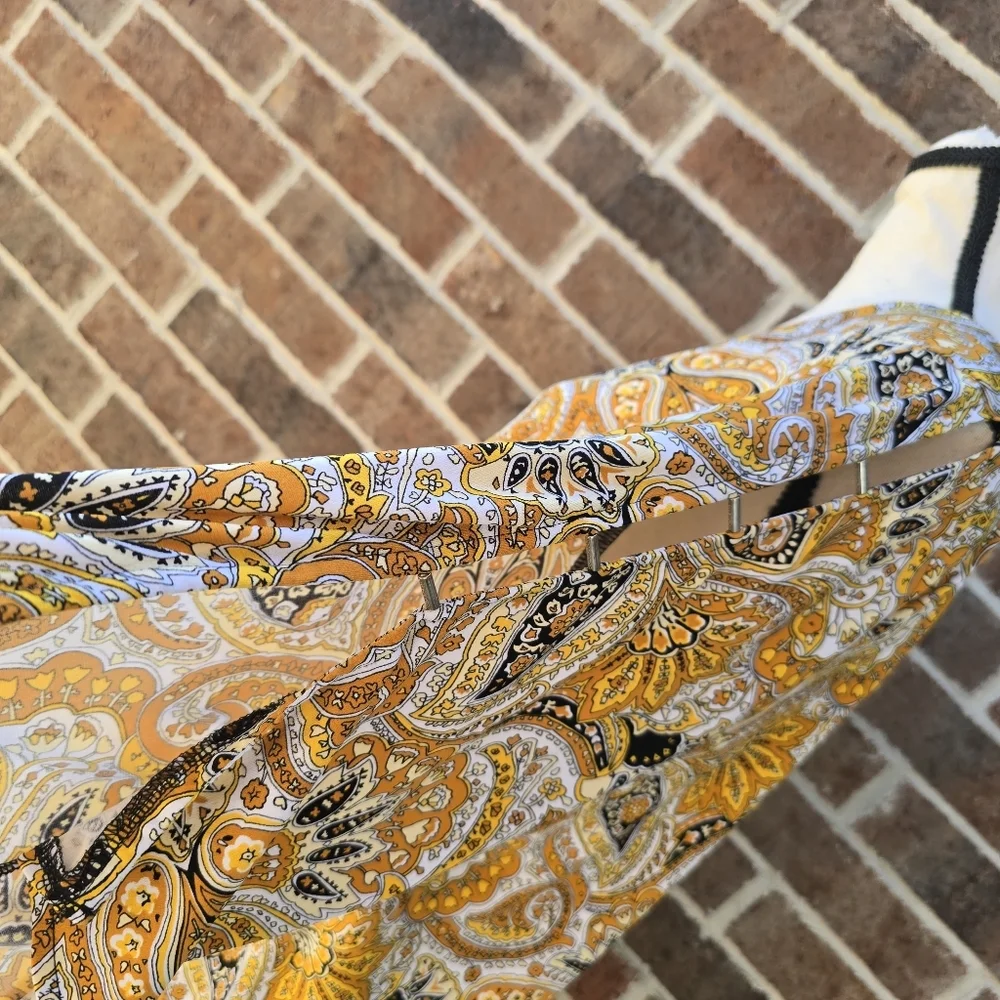 Michael Kors Yellow and Brown Paisley Top